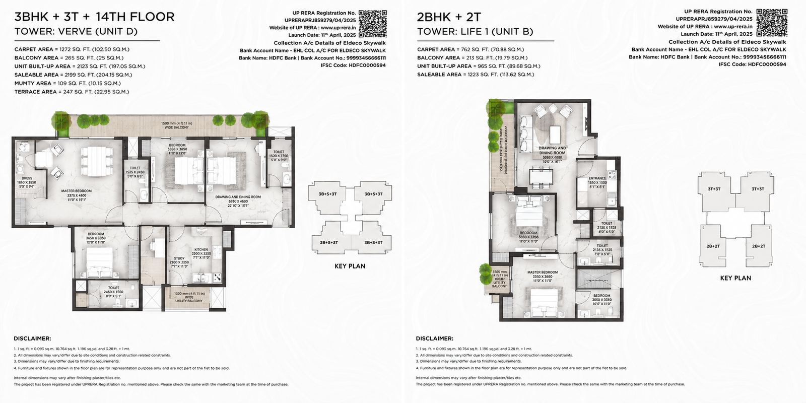 3BHK + 3T & 2 BHK +2T Floor Plan