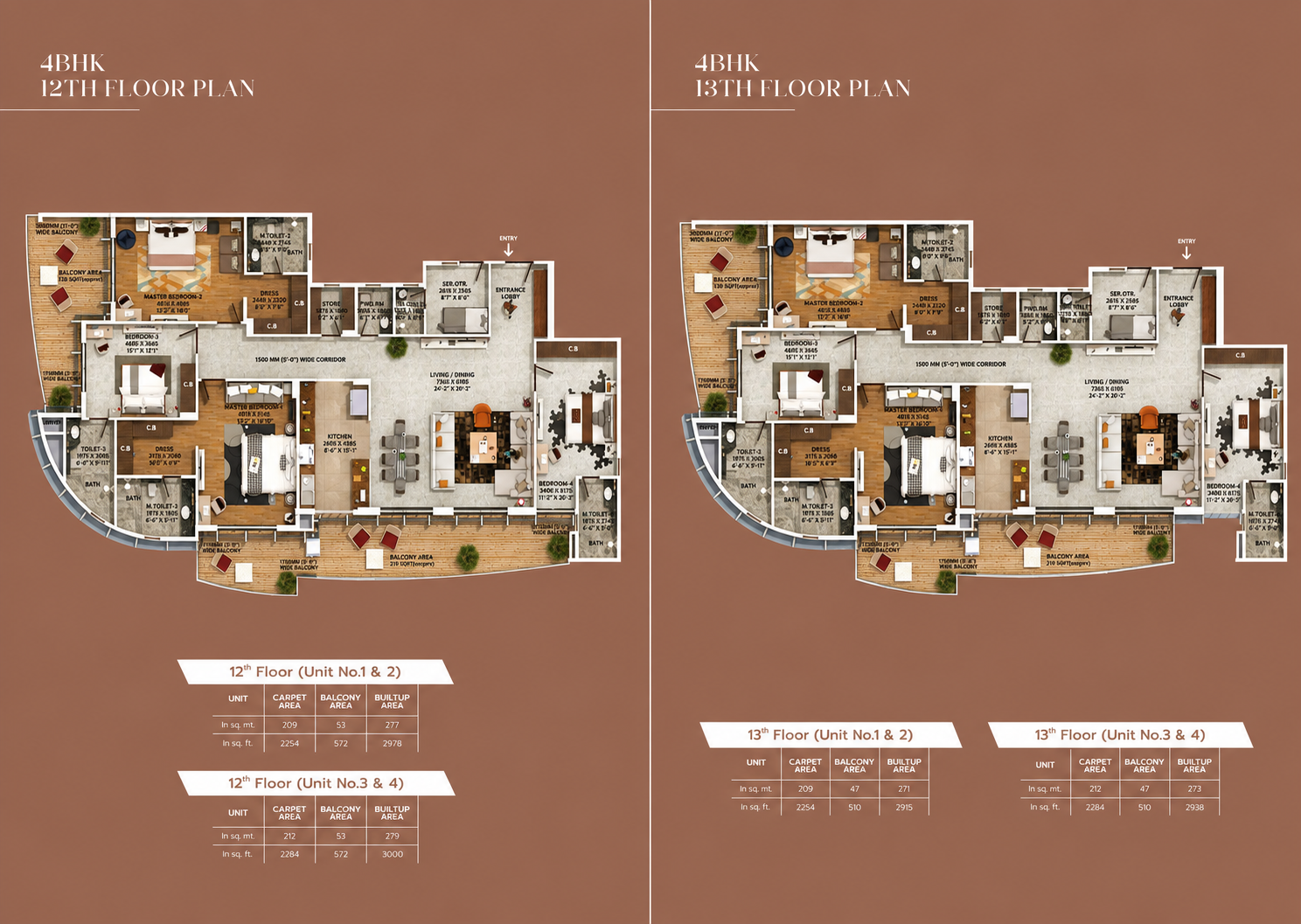 4 BHK + 4 BHK Floor Plan